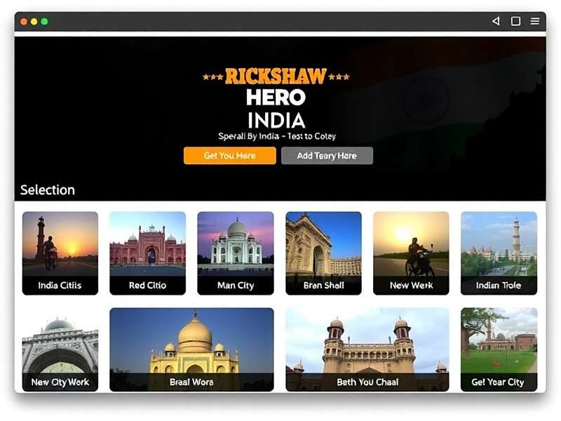 Rickshaw Hero India City Selection Screen showing various Indian cities