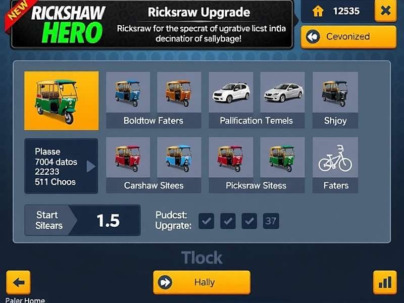 Rickshaw Hero India Rickshaw Upgrade Screen showing various customization options